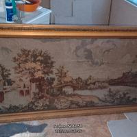 quadri cornici legno e figure in punto e croce...
