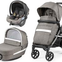 Trio book 51 grigio con inserti in pelle bianchi