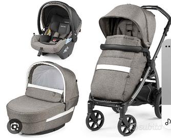 Trio book 51 grigio con inserti in pelle bianchi