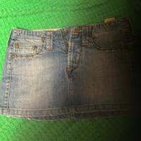 minigonna jeans chiaro denim corta vintage
