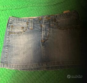 minigonna jeans chiaro denim corta vintage