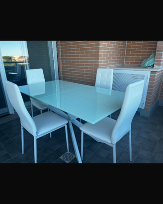 Tavolo da pranzo rettangolare in vetro allungabile
