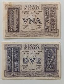 24#. Banconote 1 e 2 Lire.