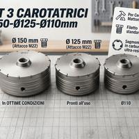 KIT 3 Carotatrici Professionali Ø150-Ø125-Ø110mm