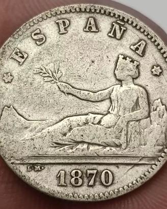 Moneta estera argento Spagna 1 peseta 1870