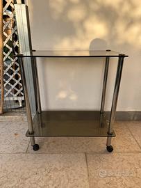 Carrello in vetro per piante o per gabbia uccelli