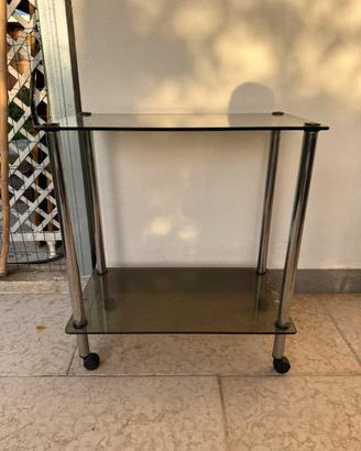 Carrello in vetro per piante o per gabbia uccelli