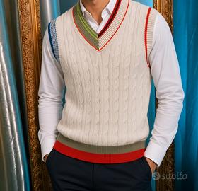 Gilet Lacoste in maglia treccia – design Francia