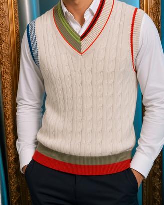 Gilet Lacoste in maglia treccia – design Francia