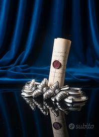 Raro Porta Lettere-Quadri-Carte placcato argento