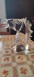 scultura vetro Murano testa di cavallo