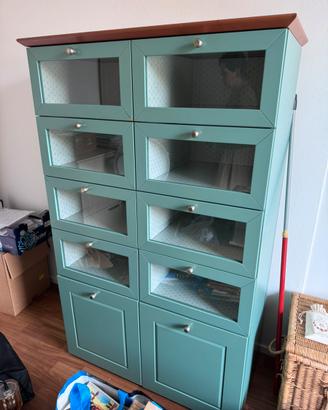 Credenza laccata verde top ciliegio