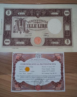 Lire 1000 Periziata” Leggi “