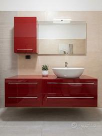 Elegante Mobile da Bagno Moderno Rosso Laccato