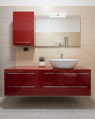 Elegante Mobile da Bagno Moderno Rosso Laccato