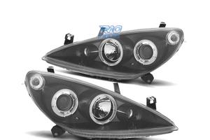 FARI PEUGEOT 307 01-05 ANGEL EYES FONDO NERO H7 H1