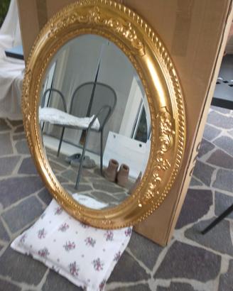 Specchio ovale legno dorato