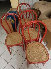 4 sedie thonet colore rosso 