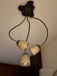 Lampadario in ferro battuto 3 luci