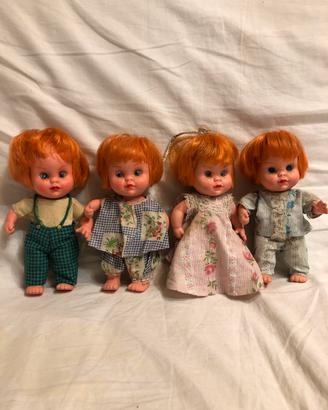 4 bambole capelli rossi anni 70