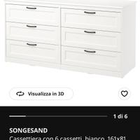 Cassettiera con 6 cassetti bianco Songesand