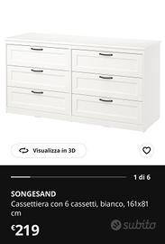 Cassettiera con 6 cassetti bianco Songesand