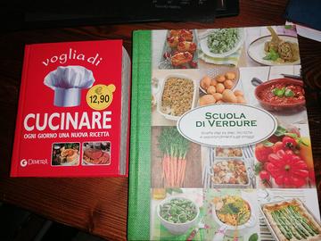 2 libri di cucina, scuola verdure e cucinare 