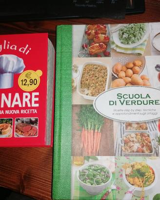 2 libri di cucina, scuola verdure e cucinare 