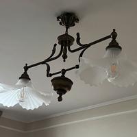 Lampadari ottone bronzato e vetro