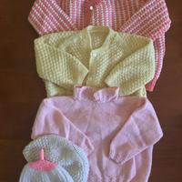 Lotto Vestitini Bambina fatti a mano lana 41 pezzi