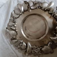 Centrotavola vassoio argento con conchiglie