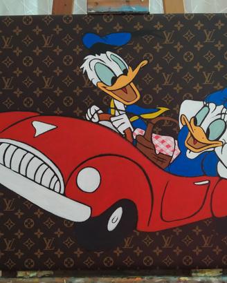 quadro dipinto a mano su pelle Louis Vuitton 70x50