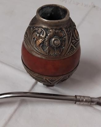 VECCHIO BICCHIERE MATERO  BOMBILLA PER YERBA MATE 