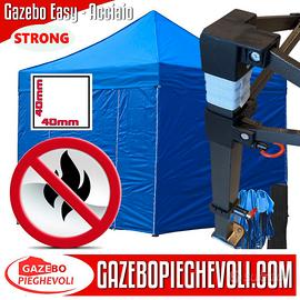 Gazebo 3x3 blu pieghevole blu certificato eventi