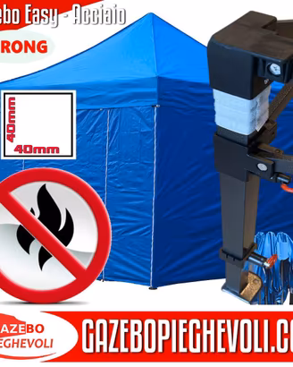 Gazebo 3x3 blu pieghevole blu certificato eventi