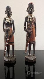Sculture antiche africane in legno coppia tribale 