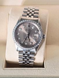 Rolex Datejust 36 mm. - Full Set  Silver Diamond 