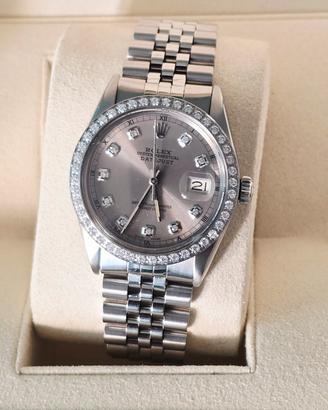 Rolex Datejust 36 mm. - Full Set  Silver Diamond 