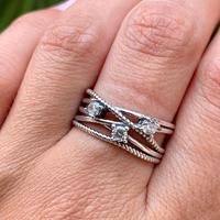 Anello argento 925 a fascia con zirconi