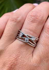 Anello argento 925 a fascia con zirconi