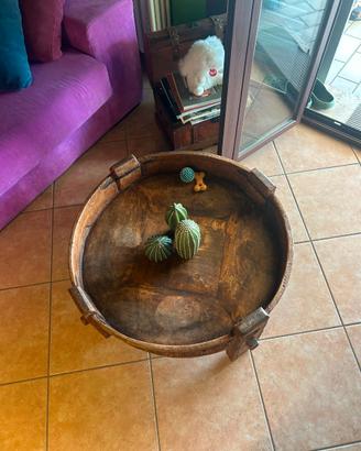 Tavolino artigianale in legno, pezzo unico rustico