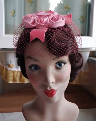 whimsy fascinator copricapo veletta vintage U.S.A.