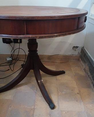 tavolo da gioco , mogano inserto pelle  4 cassett 