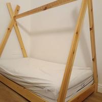 Letto bambini in legno naturale + materasso 80×160