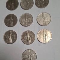 LOTTO 10 MONETE BUONO DA 2 LIRE 1923