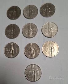 LOTTO 10 MONETE BUONO DA 2 LIRE 1923