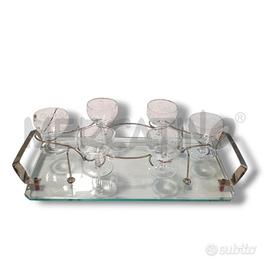 BICCHIERINI PZ. 6 CON VASSOIO VETRO MANICI METAQLL