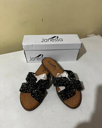 Sandali bassi neri con strass Janessa n. 37  NUOVI