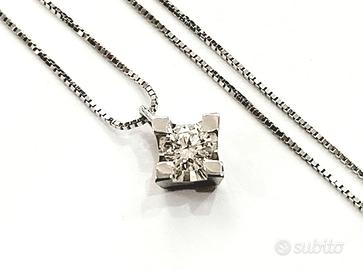 Collana pendente punto luce Diamante Oro Bianco