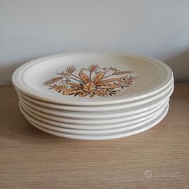 7 Piatti piani con spighe vintage 